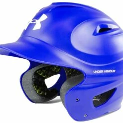 Under Armour Satin Matte Solid Color Adult Batting Helmet Navy -Deals Baseball Store 1016 uabh100mm royal mainProductImage FullSize