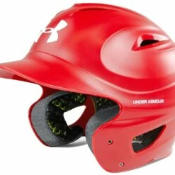 Under Armour Satin Matte Solid Color Adult Batting Helmet Navy -Deals Baseball Store 1016 uabh100mm scarlet mainProductImage FullSize