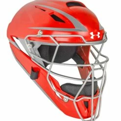 Under Armour Adult Converge Pro Baseball Catcher's Helmet Black/Silver -Deals Baseball Store 1016 uahg3 scarletsilver mainProductImage FullSize