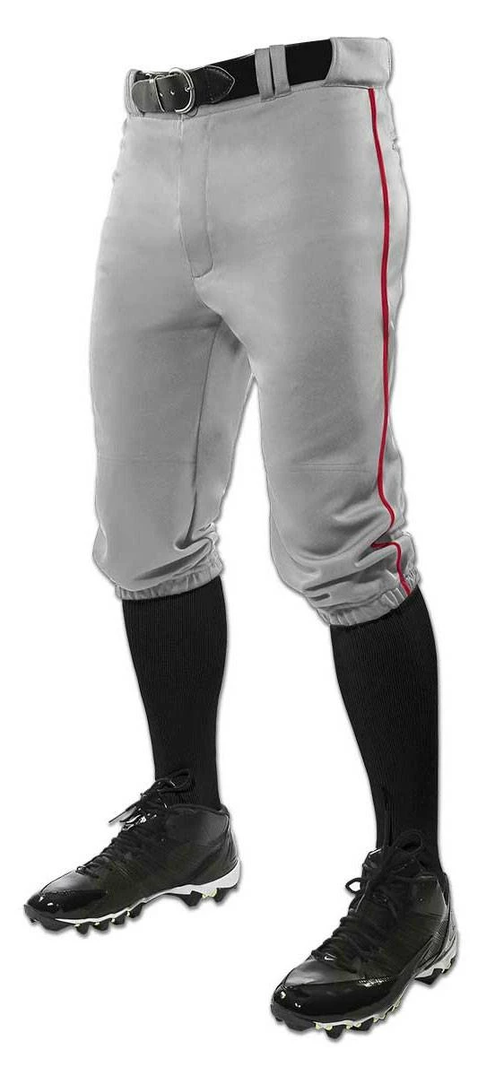 Champro Triple Crown Piped Knicker Men's Baseball Pants Gray/Scarlet 4 Champro Triple Crown Piped Knicker Men's Baseball Pants Gray/Scarlet - Image 4