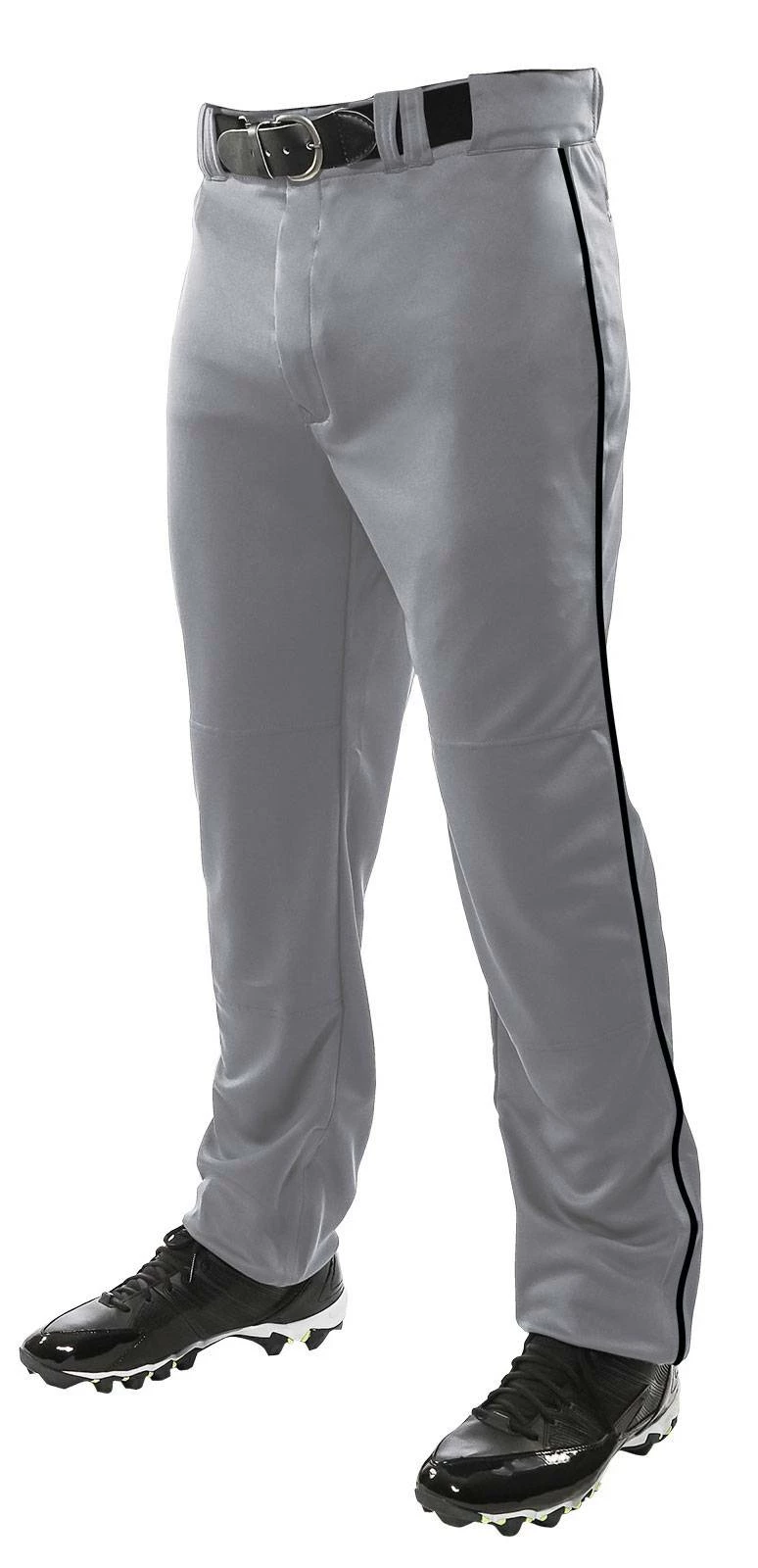 Champro Triple Crown Open Bottom Piped Men's Baseball Pants Gray/Navy 2 Champro Triple Crown Open Bottom Piped Men's Baseball Pants Gray/Navy - Image 2