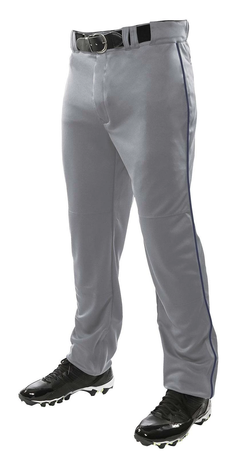 Champro Triple Crown Open Bottom Piped Men's Baseball Pants Gray/Navy 3 Champro Triple Crown Open Bottom Piped Men's Baseball Pants Gray/Navy - Image 3