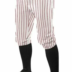 Champro Triple Crown Pinstripe Knicker Men's Baseball Pants White/Navy -Deals Baseball Store 1213 bppinka whitescarlet mainProductImage FullSize