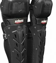 Schutt Air Maxx Scorpion Double Flex Baseball Catcher's Leg Guards Maroon/Black
