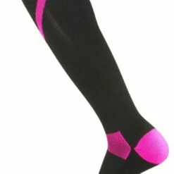 Twin City Breast Cancer Awareness Over-Calf Socks Black/Hot Pink