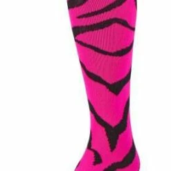 Twin City Krazisox Zebra Over-Calf Tech Socks Hot Pink/Pink -Deals Baseball Store 411 lpz61 hotpinkblack m mainProductImage FullSize