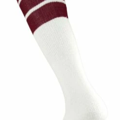 Twin City 16" 3-Stripe Athletic Tube Socks - Size Small Black Stripes -Deals Baseball Store 411 tcspy maroonstripes mainProductImage FullSize