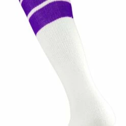 Twin City 16" 3-Stripe Athletic Tube Socks - Size Small Black Stripes -Deals Baseball Store 411 tcspy purplestripes mainProductImage FullSize