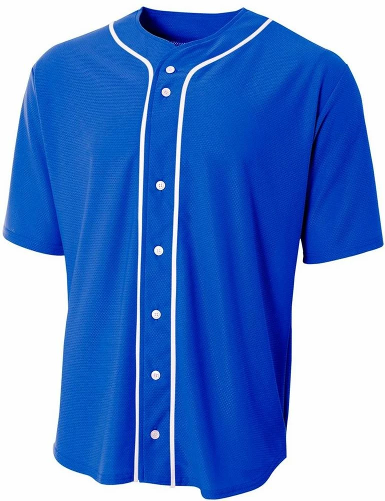 A4 Short Sleeve Full Button Youth/Adult Custom Baseball Jersey Royal 6 A4 Short Sleeve Full Button Youth/Adult Custom Baseball Jersey Royal - Image 6