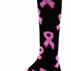 Red Lion Pink Ribbon Breast Cancer Awareness Tube Socks Pale Pink/Florescent Pink Ribbons