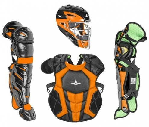 All Star System7 Axis NOCSAE Certified Two Tone Baseball Catcher's Gear Set - Ages 12-16 Graphite/Orange 1 All Star System7 Axis NOCSAE Certified Two Tone Baseball Catcher's Gear Set - Ages 12-16 Graphite/Orange