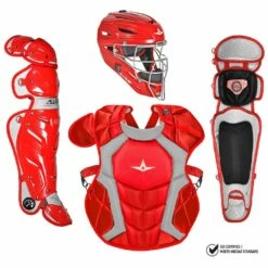All Star System7 NOCSAE Certified Adult Pro Baseball Catcher's Kit Silver -Deals Baseball Store 796 ckccpro1 scarlet mainProductImage FullSize