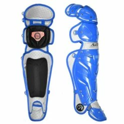 All Star System Seven Baseball Catcher's 16.5" Leg Guards Navy/Silver -Deals Baseball Store 796 lg30wpro royalsilver mainProductImage FullSize