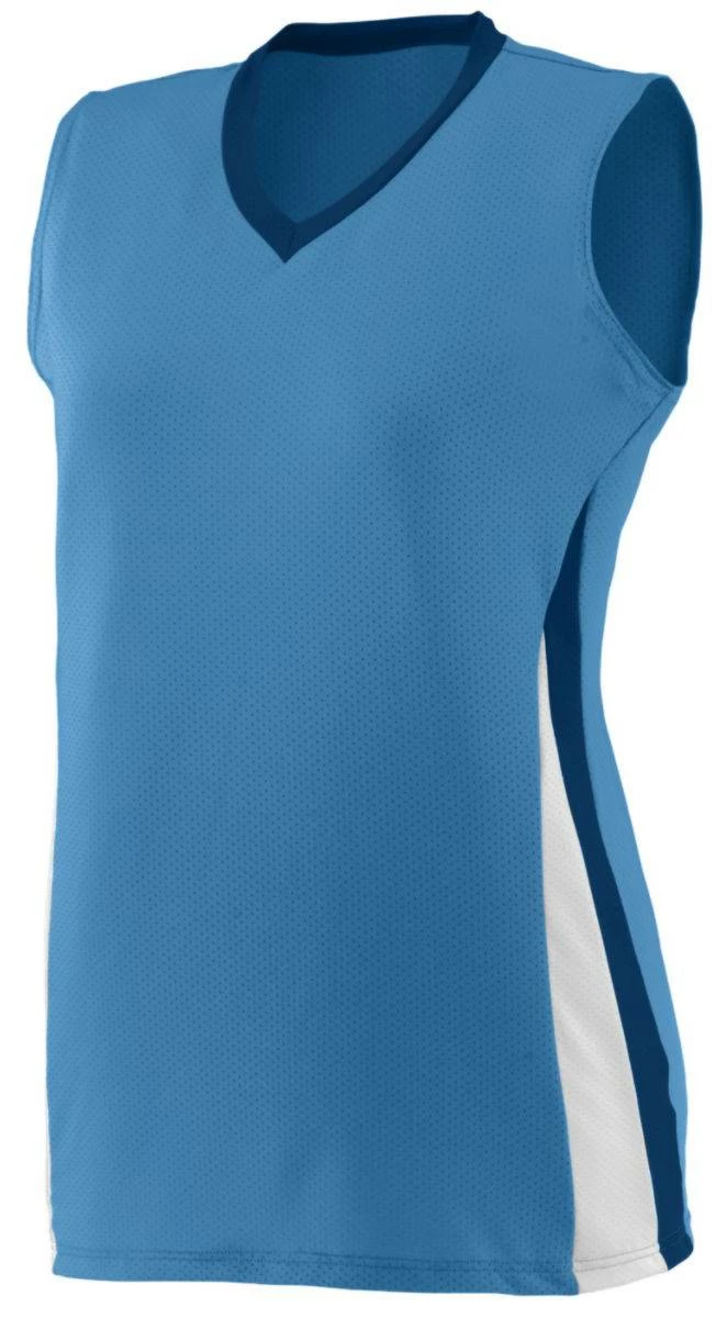 Augusta Women's/Girls' Tornado Custom Softball Jersey Columbia/Navy 3 Augusta Women's/Girls' Tornado Custom Softball Jersey Columbia/Navy - Image 3