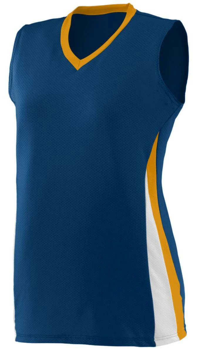 Augusta Women's/Girls' Tornado Custom Softball Jersey Columbia/Navy 5 Augusta Women's/Girls' Tornado Custom Softball Jersey Columbia/Navy - Image 5