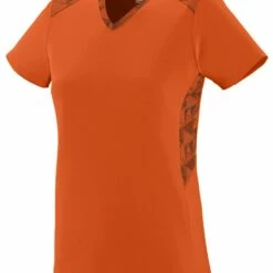 Augusta Vigorous Women's Softball Jersey Power Pink/Black Print -Deals Baseball Store 82 1360 t orangeblackprint mainProductImage FullSize