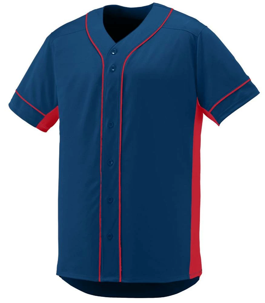 Augusta Slugger Adult Full Button Front Baseball Jersey Navy/White 7 Augusta Slugger Adult Full Button Front Baseball Jersey Navy/White - Image 7