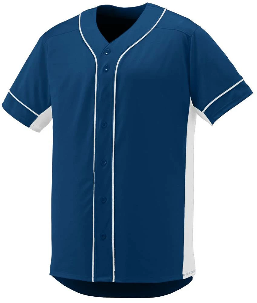 Augusta Slugger Adult Full Button Front Baseball Jersey Navy/White 8 Augusta Slugger Adult Full Button Front Baseball Jersey Navy/White - Image 8