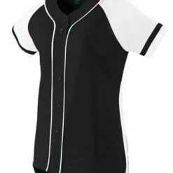 Augusta Women's/Girls' Winner Faux Full Button Front Custom Softball Jersey Black/White