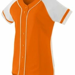Augusta Women's/Girls' Winner Faux Full Button Front Custom Softball Jersey Black/White -Deals Baseball Store 82 1665 orangewhite mainProductImage FullSize