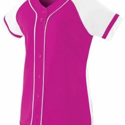 Augusta Women's/Girls' Winner Faux Full Button Front Custom Softball Jersey Black/White -Deals Baseball Store 82 1665 pinkwhite mainProductImage FullSize