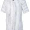 Augusta Adult Pinstripe Full Button Baseball Jersey White/Navy