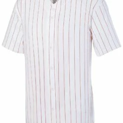 Augusta Adult Pinstripe Full Button Baseball Jersey White/Navy -Deals Baseball Store 82 1685 whitescarlet mainProductImage FullSize