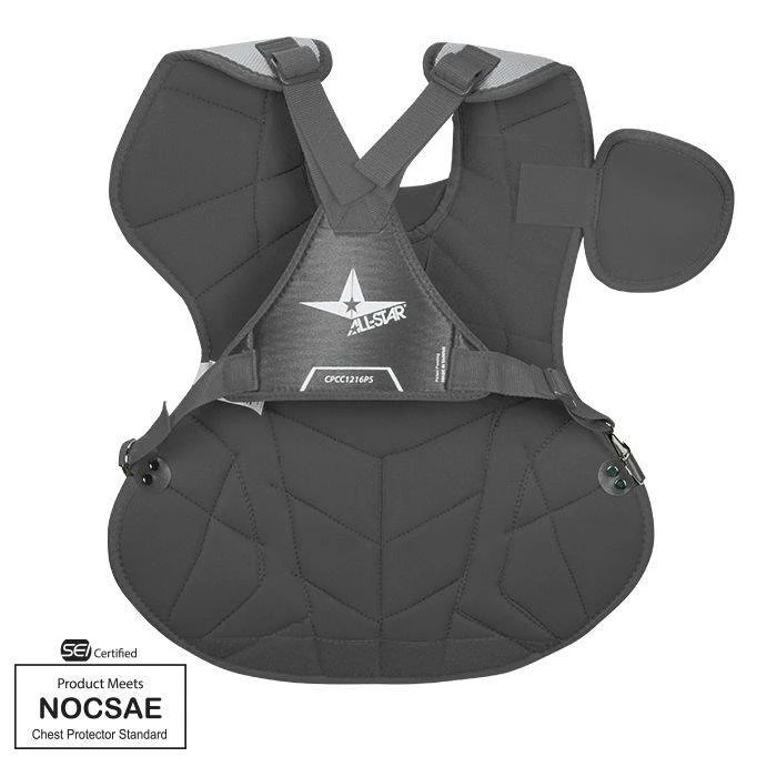 All Star Player's Series NOCSAE Certified 14.5" Youth Chest Protector - Ages 9-12 Black 2 All Star Player's Series NOCSAE Certified 14.5" Youth Chest Protector - Ages 9-12 Black - Image 2