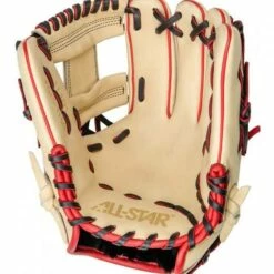 All Star Pro Elite 11.5" Infield Baseball Glove - Right Hand Throw Cream/Black/Scarlet