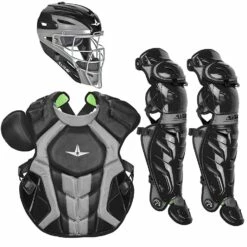 All Star S7 Axis NOCSAE Certified Adult Two Tone Baseball Catcher's Kit Maroon