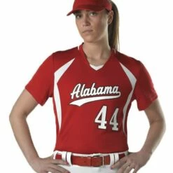 Alleson Women's/Girls' Short Sleeve Custom Fastpitch Softball Jersey Black/White