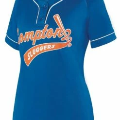Augusta Overpower Girls' Two Button Softball Jersey Royal/White