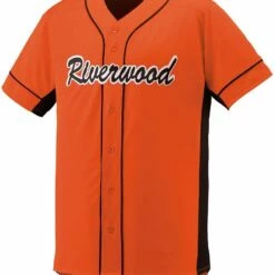 Augusta Slugger Youth Full Button Front Baseball Jersey Silver/Black