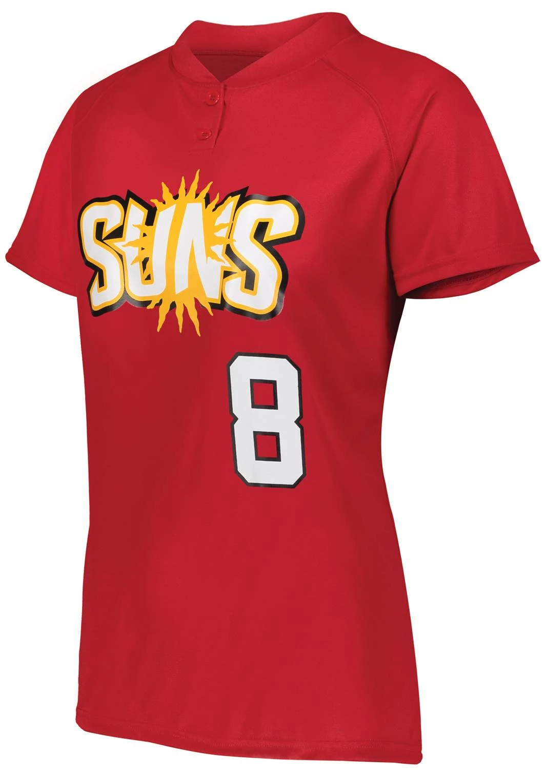 Augusta Women's Attain Wicking Two-Button Custom Softball Jersey Gold 1 Augusta Women's Attain Wicking Two-Button Custom Softball Jersey Gold