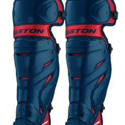 Easton Elite X Adult 16.5" Baseball Catcher's Leg Guards Navy/Red