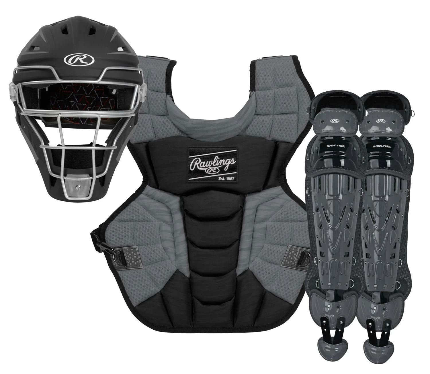 Rawlings Velo 2.0 Youth Baseball Catcher's Set - Ages under 12 Scarlet/White 1 Rawlings Velo 2.0 Youth Baseball Catcher's Set - Ages under 12 Scarlet/White